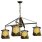 Meyda Lighting Kirkpatrick 41" 4-Light Antique Copper Chandelier With Green & Beige Shade Glass
