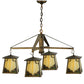 Meyda Lighting Kirkpatrick 41" 4-Light Antique Copper Chandelier With Green & Beige Shade Glass