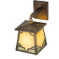 Meyda Lighting Kirkpatrick 7" Antique Copper Hanging Wall Sconce With Beige & Green Shade Glass