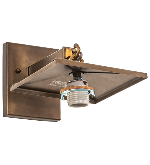 Meyda Lighting Kirkpatrick 7" Antique Copper Wall Sconce With Multi-Colored Shade Glass