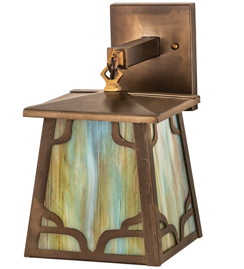 Meyda Lighting Kirkpatrick 7" Antique Copper Wall Sconce With Multi-Colored Shade Glass