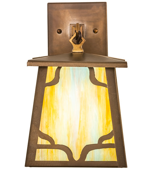 Meyda Lighting Kirkpatrick 7" Antique Copper Wall Sconce With Multi-Colored Shade Glass