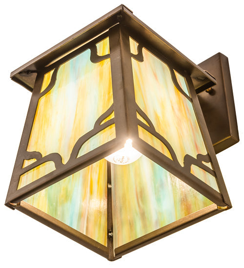 Meyda Lighting Kirkpatrick 7" Antique Copper Wall Sconce With Multi-Colored Shade Glass