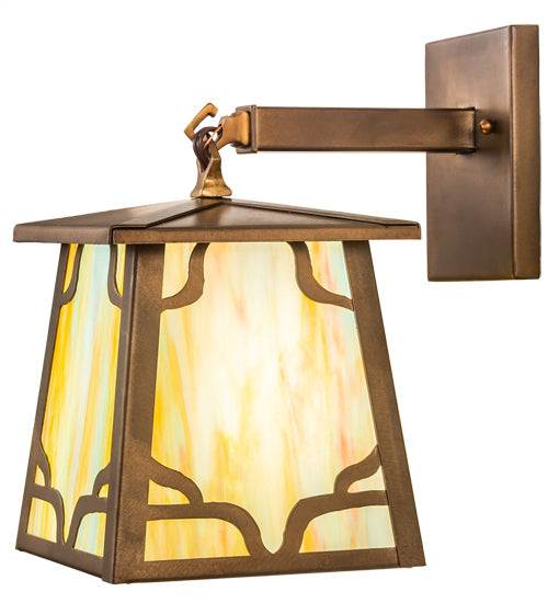 Meyda Lighting Kirkpatrick 7" Antique Copper Wall Sconce With Multi-Colored Shade Glass