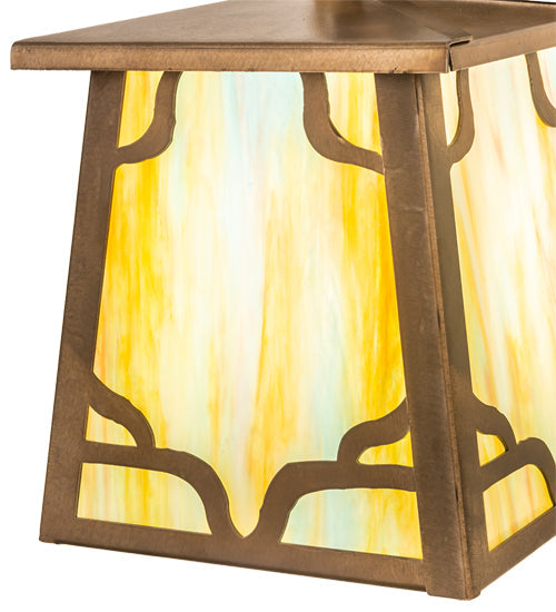 Meyda Lighting Kirkpatrick 7" Antique Copper Wall Sconce With Multi-Colored Shade Glass