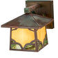 Meyda Lighting Kirkpatrick 8" Verdigris Copper Wall Sconce With Green & Beige Shade Glass