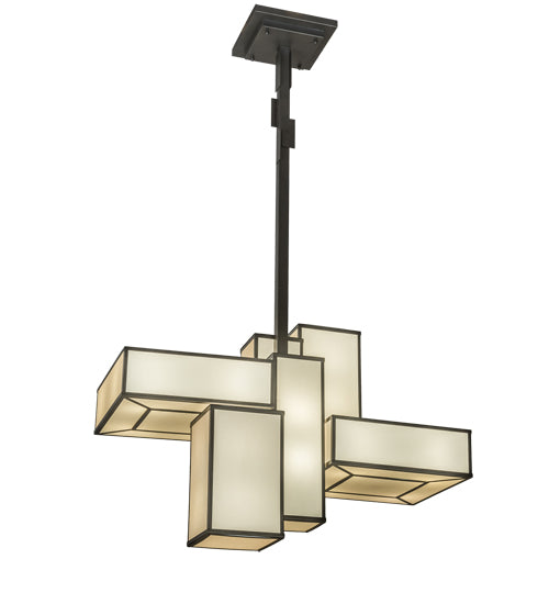 Meyda Lighting Kiska 58" 16-Light Pewter Island Pendant Light With Gold Organza Shade