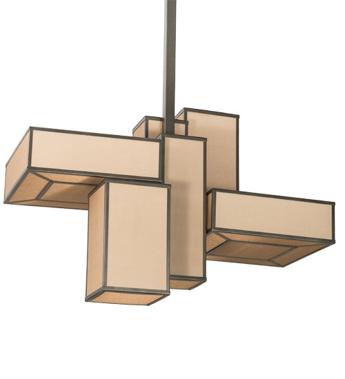 Meyda Lighting Kiska 58" 16-Light Pewter Island Pendant Light With Gold Organza Shade