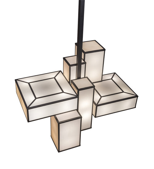 Meyda Lighting Kiska 58" 16-Light Pewter Island Pendant Light With Gold Organza Shade