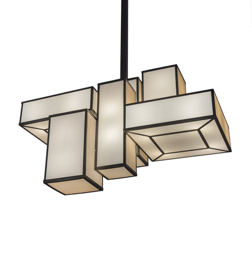 Meyda Lighting Kiska 58" 16-Light Pewter Island Pendant Light With Gold Organza Shade