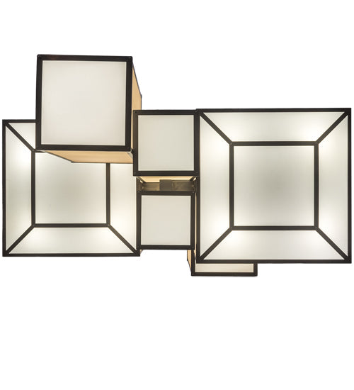 Meyda Lighting Kiska 58" 16-Light Pewter Island Pendant Light With Gold Organza Shade