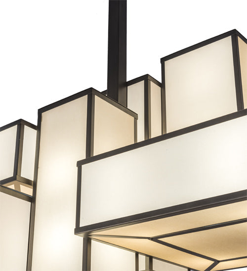 Meyda Lighting Kiska 58" 16-Light Pewter Island Pendant Light With Gold Organza Shade