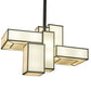 Meyda Lighting Kiska 58" 16-Light Pewter Island Pendant Light With Gold Organza Shade