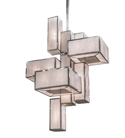 Meyda Lighting Kiska 72" 24-Light Brushed Stainless Steel Pendant Light With Whitestone Idalight Shade Glass