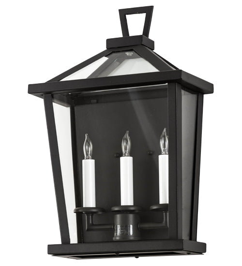 Meyda Lighting Kitzi 13" 3-Light Wrought Iron Tapered Wall Sconce With Clear Shade Glass