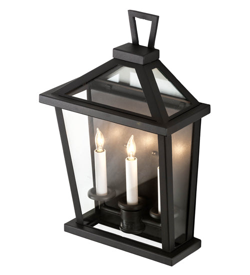 Meyda Lighting Kitzi 13" 3-Light Wrought Iron Tapered Wall Sconce With Clear Shade Glass
