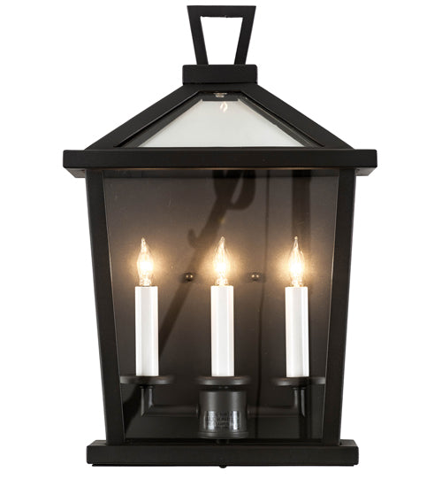 Meyda Lighting Kitzi 13" 3-Light Wrought Iron Tapered Wall Sconce With Clear Shade Glass