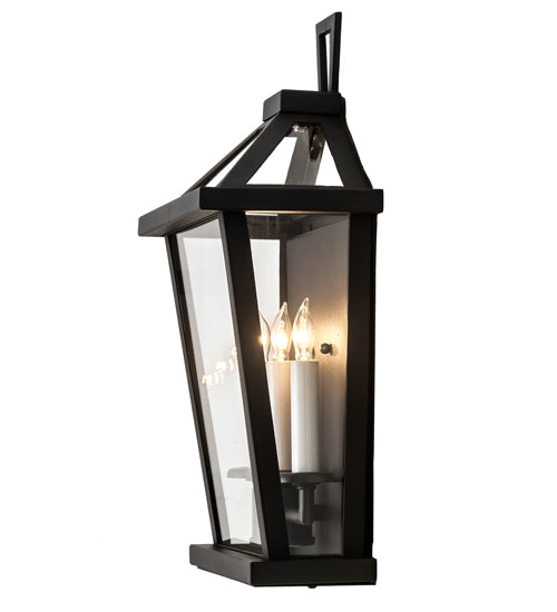 Meyda Lighting Kitzi 13" 3-Light Wrought Iron Tapered Wall Sconce With Clear Shade Glass