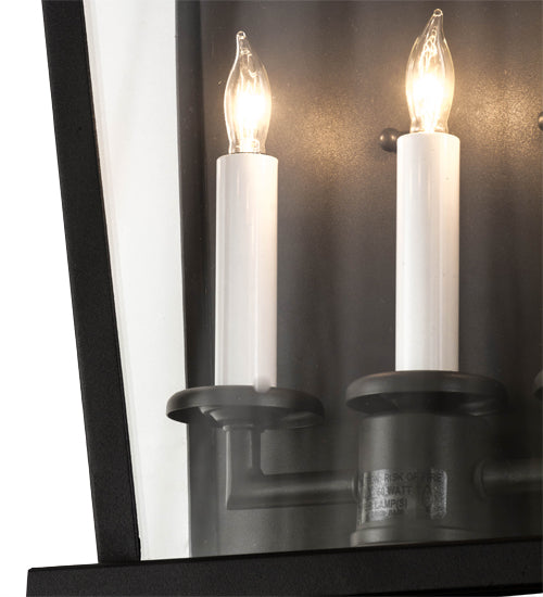 Meyda Lighting Kitzi 13" 3-Light Wrought Iron Tapered Wall Sconce With Clear Shade Glass