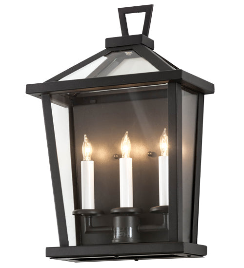 Meyda Lighting Kitzi 13" 3-Light Wrought Iron Tapered Wall Sconce With Clear Shade Glass