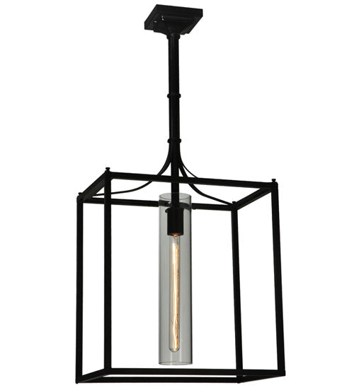 Meyda Lighting Kitzi 16" Oil Rubbed Bronze Pendant Light With Clear Cylinder Shade Glass