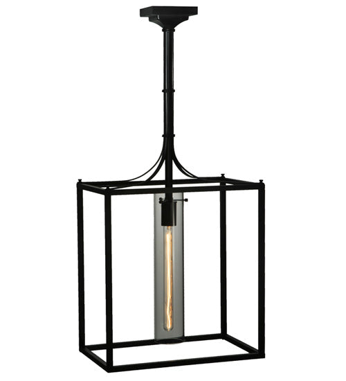Meyda Lighting Kitzi 16" Oil Rubbed Bronze Pendant Light With Clear Cylinder Shade Glass