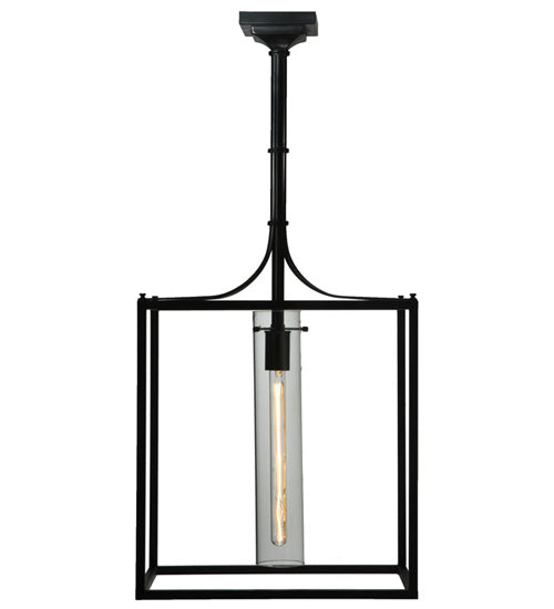 Meyda Lighting Kitzi 16" Oil Rubbed Bronze Pendant Light With Clear Cylinder Shade Glass