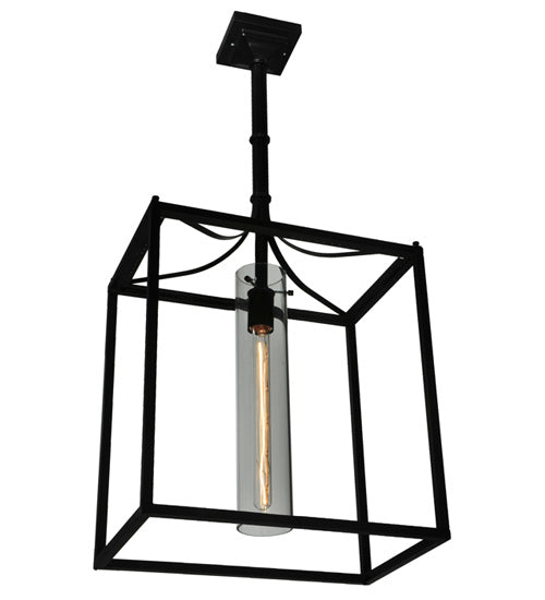 Meyda Lighting Kitzi 16" Oil Rubbed Bronze Pendant Light With Clear Cylinder Shade Glass