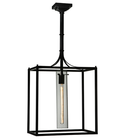 Meyda Lighting Kitzi 16" Oil Rubbed Bronze Pendant Light With Clear Cylinder Shade Glass