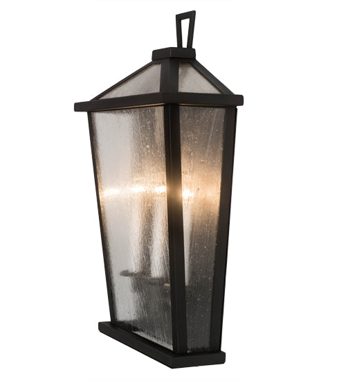 Meyda Lighting Kitzi 17" 3-Light Wrought Iron Tapered Wall Sconce With Clear Seeded Shade Glass