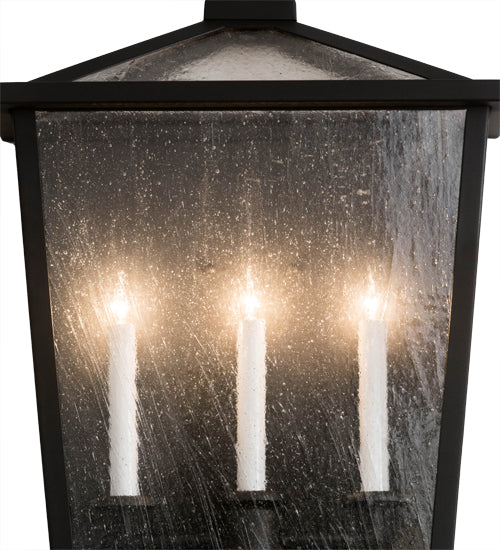 Meyda Lighting Kitzi 17" 3-Light Wrought Iron Tapered Wall Sconce With Clear Seeded Shade Glass