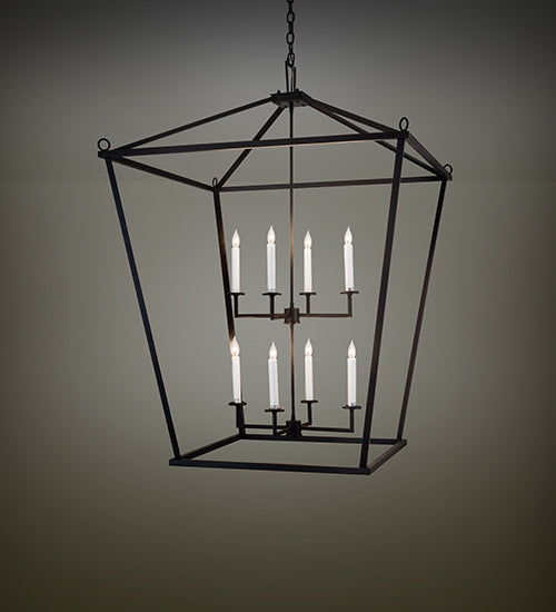 Meyda Lighting Kitzi 189861 51" 8-Light Textured Black Tapered Pendant Light With White Faux Candlelight