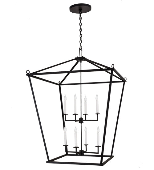 Meyda Lighting Kitzi 189861 51" 8-Light Textured Black Tapered Pendant Light With White Faux Candlelight