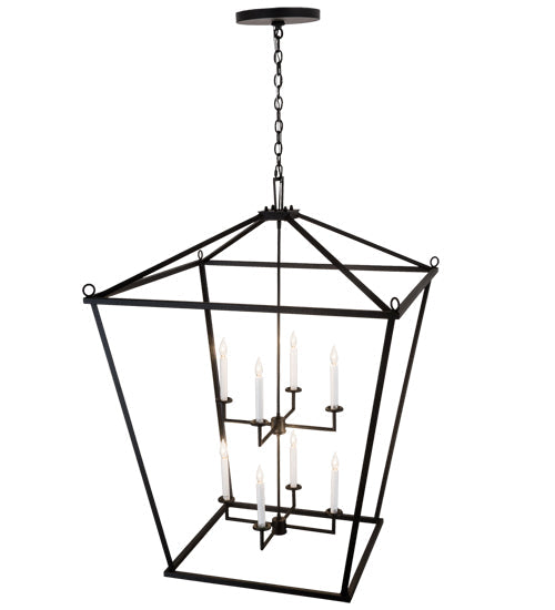 Meyda Lighting Kitzi 189861 51" 8-Light Textured Black Tapered Pendant Light With White Faux Candlelight