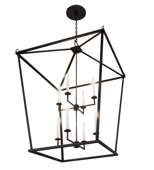 Meyda Lighting Kitzi 189861 51" 8-Light Textured Black Tapered Pendant Light With White Faux Candlelight