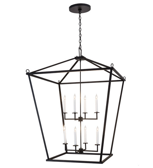 Meyda Lighting Kitzi 189861 51" 8-Light Textured Black Tapered Pendant Light With White Faux Candlelight