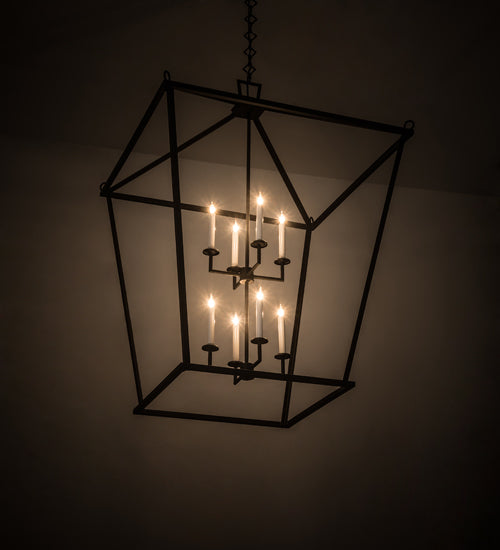 Meyda Lighting Kitzi 190127 51" 8-Light Textured Black Tapered Pendant Light With White Faux Candlelight
