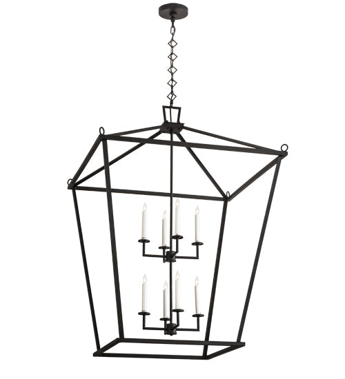 Meyda Lighting Kitzi 190127 51" 8-Light Textured Black Tapered Pendant Light With White Faux Candlelight