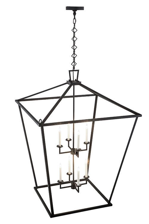 Meyda Lighting Kitzi 190127 51" 8-Light Textured Black Tapered Pendant Light With White Faux Candlelight