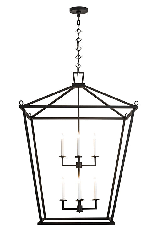Meyda Lighting Kitzi 190127 51" 8-Light Textured Black Tapered Pendant Light With White Faux Candlelight