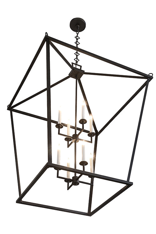 Meyda Lighting Kitzi 190127 51" 8-Light Textured Black Tapered Pendant Light With White Faux Candlelight