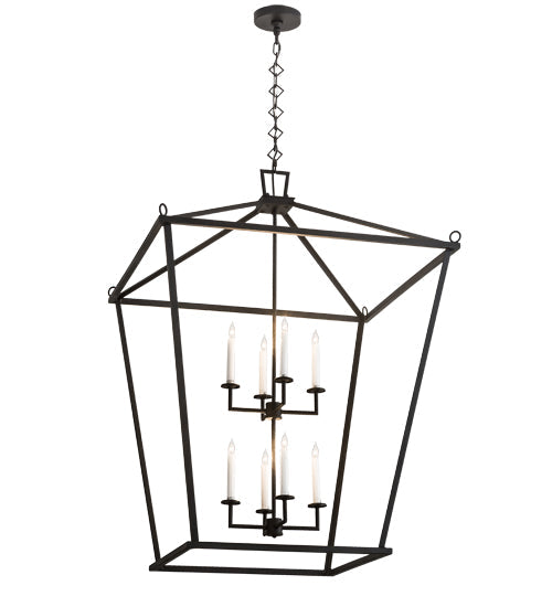 Meyda Lighting Kitzi 190127 51" 8-Light Textured Black Tapered Pendant Light With White Faux Candlelight