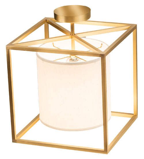 Meyda Lighting Kitzi 20" Brushed Brass Cilindro Semi-flush Mount Light With White Textrene & Statuario Idalight Shade
