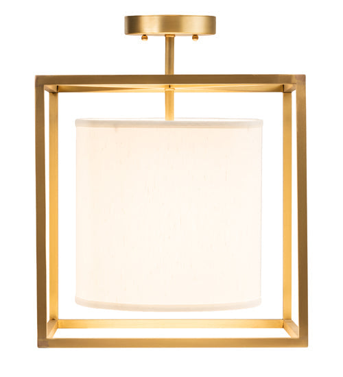 Meyda Lighting Kitzi 20" Brushed Brass Cilindro Semi-flush Mount Light With White Textrene & Statuario Idalight Shade