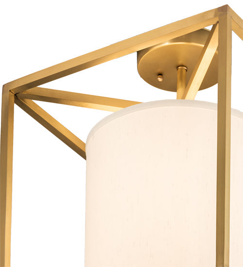 Meyda Lighting Kitzi 20" Brushed Brass Cilindro Semi-flush Mount Light With White Textrene & Statuario Idalight Shade
