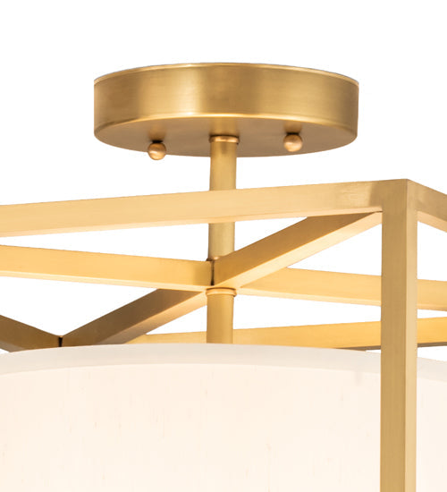 Meyda Lighting Kitzi 20" Brushed Brass Cilindro Semi-flush Mount Light With White Textrene & Statuario Idalight Shade