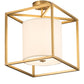Meyda Lighting Kitzi 20" Brushed Brass Cilindro Semi-flush Mount Light With White Textrene & Statuario Idalight Shade