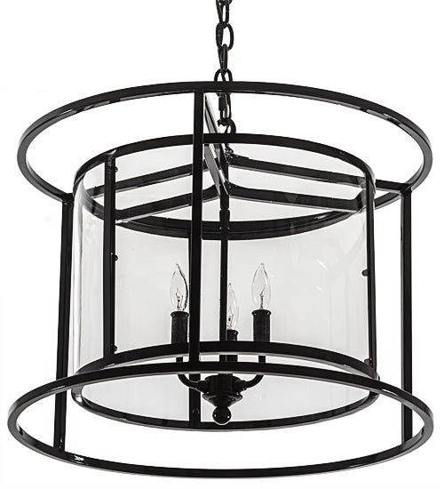Meyda Lighting Kitzi 22" 3-Light Mirror Black Cilindro Pendant Light With Clear Crystal Idalight Shade Glass
