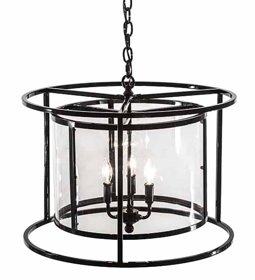 Meyda Lighting Kitzi 22" 3-Light Mirror Black Cilindro Pendant Light With Clear Crystal Idalight Shade Glass
