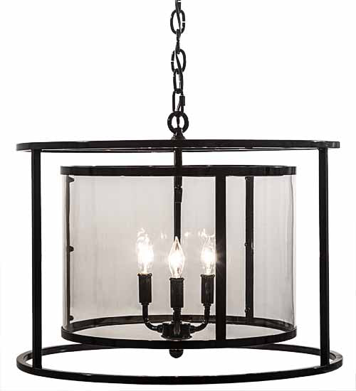 Meyda Lighting Kitzi 22" 3-Light Mirror Black Cilindro Pendant Light With Clear Crystal Idalight Shade Glass